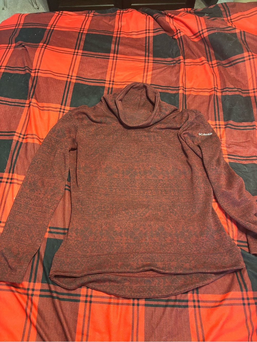 Columbia Women's Brick Red Marled Cowl Neck Sweater